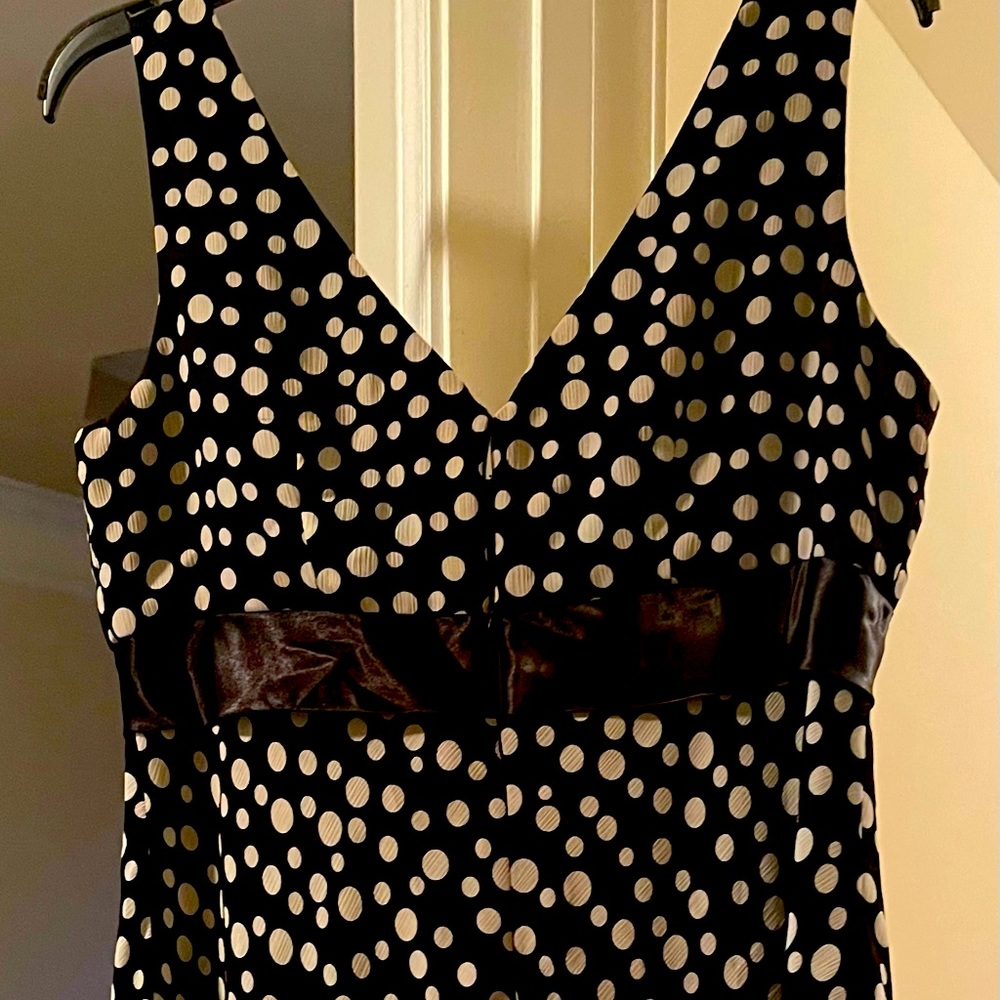 Womens black and white petite polkadot dress